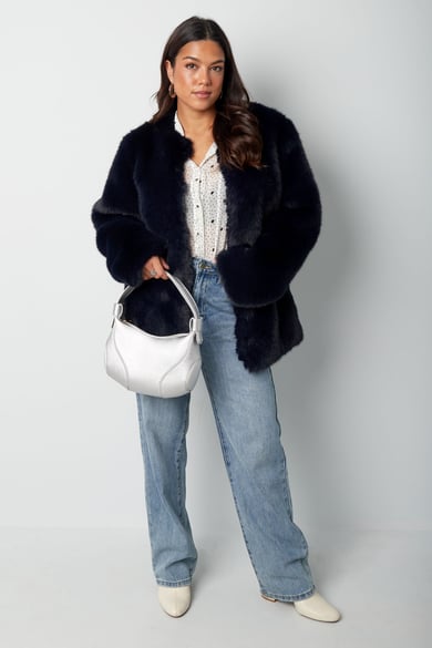 Faux fur coat - dark blue h5 Picture7